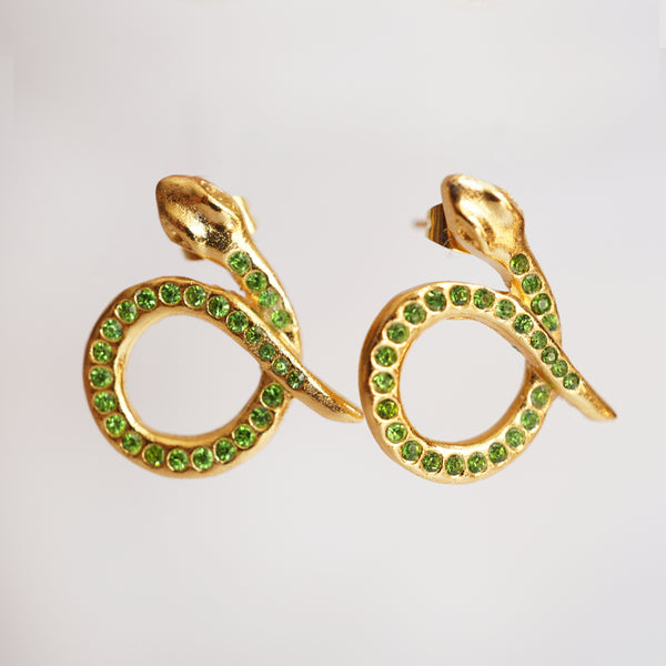 Aretes Bení -Circonitas Verdes & Baño 24kt